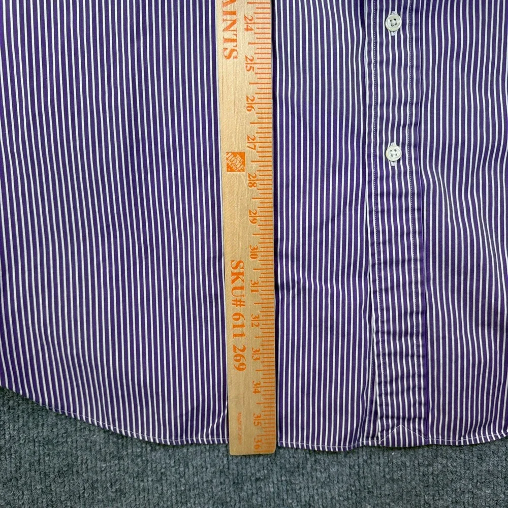 Polo Ralph Lauren Shirt Mens 3XLT Purple White Striped Cotton Poplin Button Up